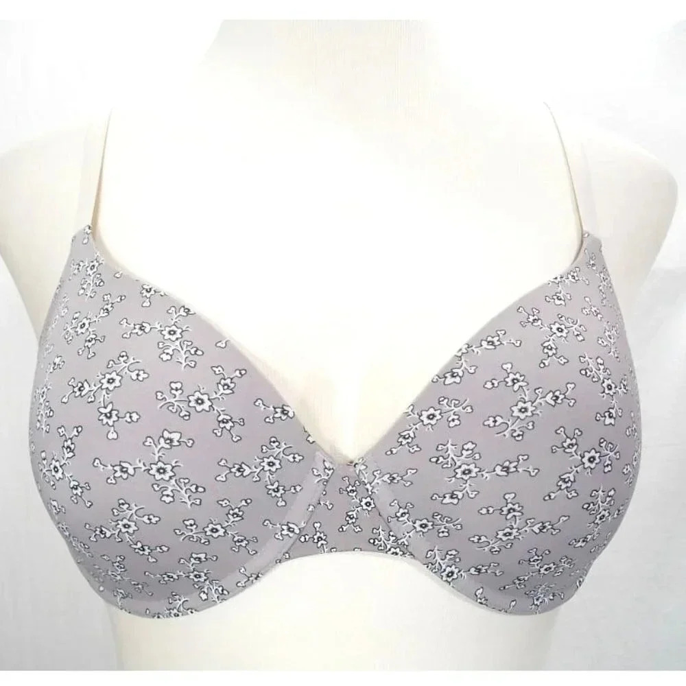 Gap Body Favorite T-Shirt Underwire Bra 34D‎ Light Gray Floral